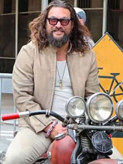 Buy Jason Momoa 2025 Beige Moto Leather Jacket
