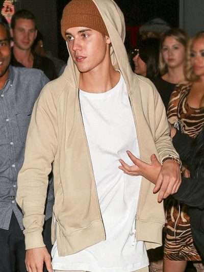 Justin Bieber Beige Zip Up Hoodie