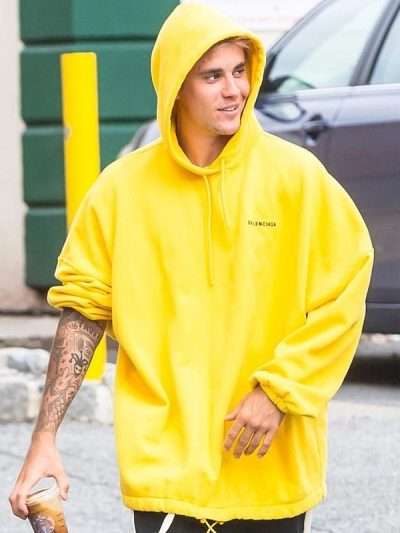 Justin Bieber Street Style Yellow Oversized Hoodie