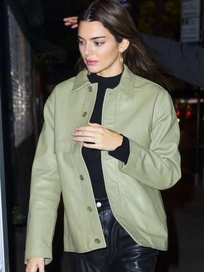 Get Beverly Hills 2021 Kendall Jenner Green Leather Jacket