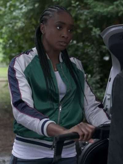 KiKi Layne The Old Guard Satin Bomber Jacket