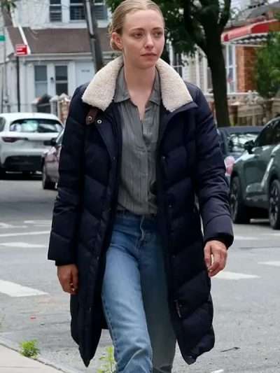 Long Bright River S01 Amanda Seyfried Blue Shearling Coat