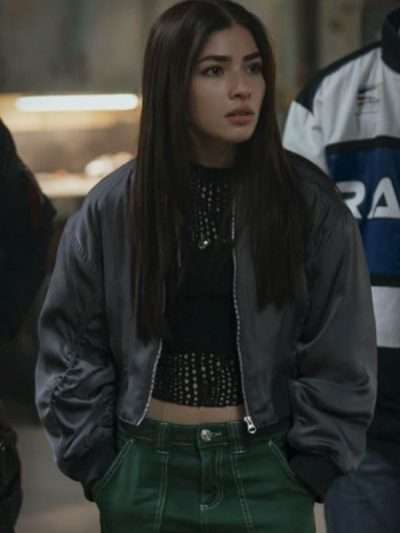 Buy Motorheads Caitlyn Torres Grey Bomber Jacket
