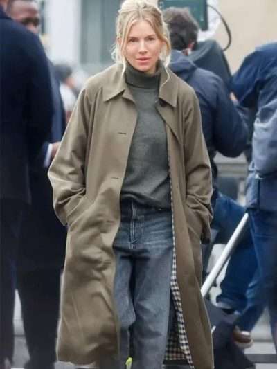 Sienna Miller NYC Green Cotton Trench Coat
