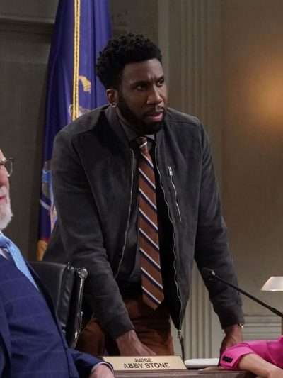 Shop Wyatt Night Court S02 Grey Bomber Jacket