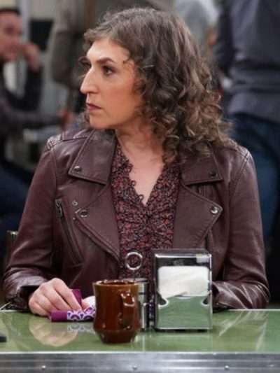 Buy Mayim Bialik Night Court S03 Maroon Leather Jacket