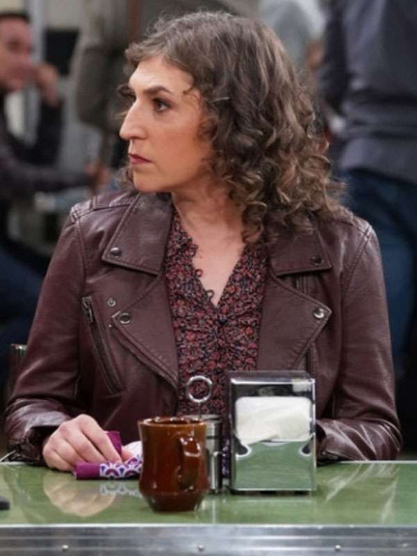 Buy Mayim Bialik Night Court S03 Maroon Leather Jacket
