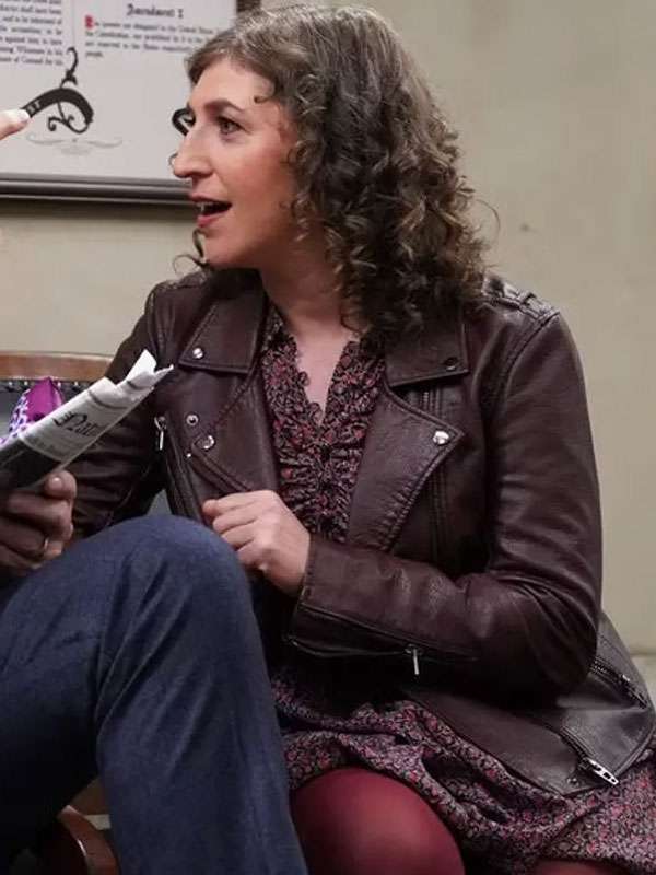Night Court S03 Mayim Bialik Biker Leather Jacket at $159