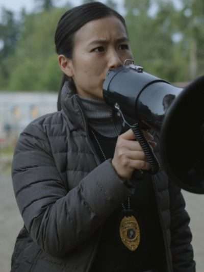 Shop Peacemaker S01 Annie Chang Grey Puffer Jacket