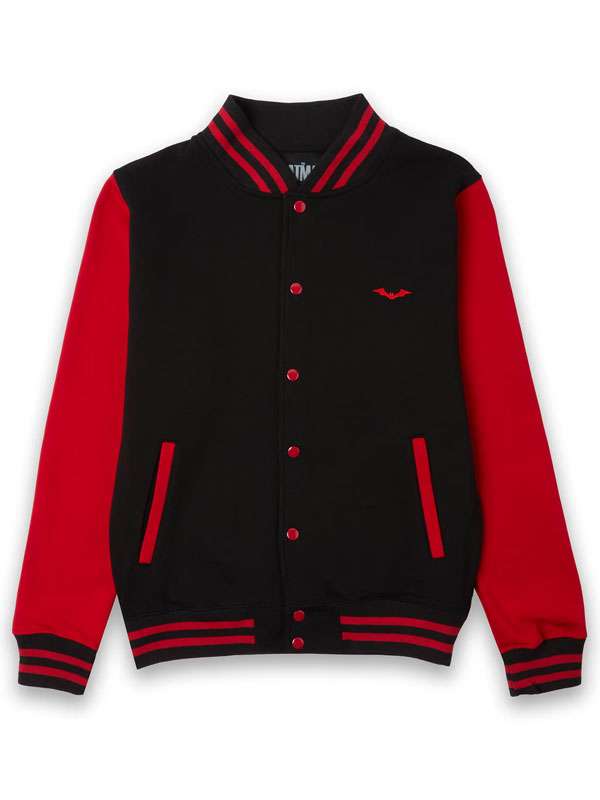 Shop Black and Red Batman Varsity Jacket