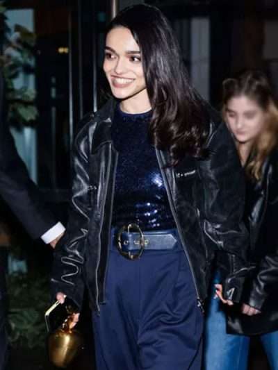 Snow White 2025 Premiere Night Rachel Zegler Black Leather Jacket