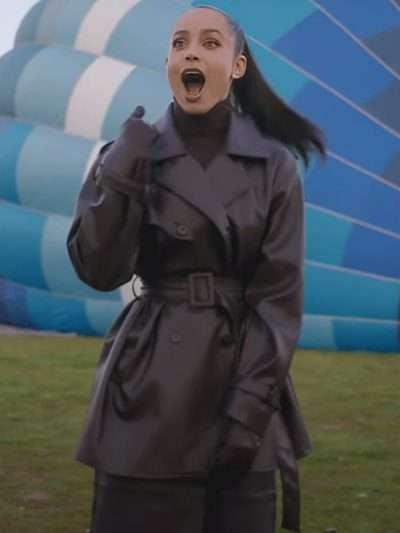 The Life List Sofia Carson Black Leather Coat