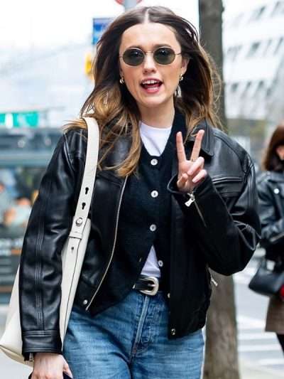 Shop Aimee Lou Wood Black Leather Jacket