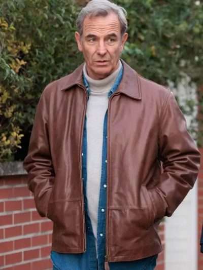 Shop Robson Green The Game 2025 Brown Leather Jacket