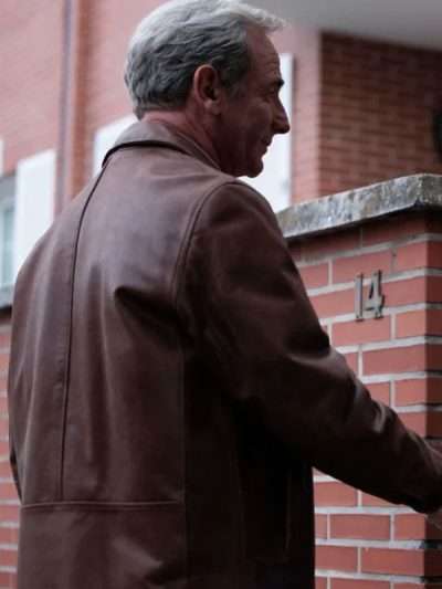 Shop The Game 2025 Robson Green Brown Leather Jacket