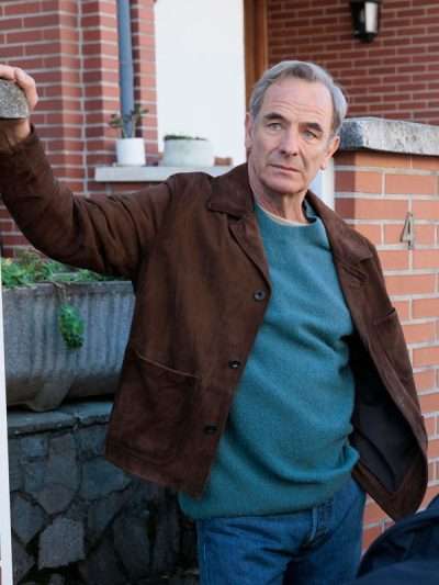 Robson Green The Game 2025 Brown Suede Leather Jacket