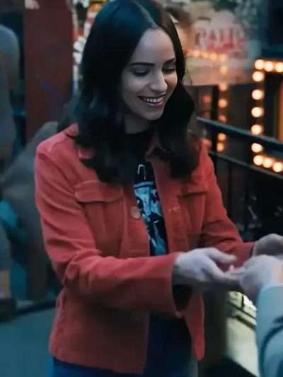 The Life List 2025 Sofia Carson Red Corduroy Jacket
