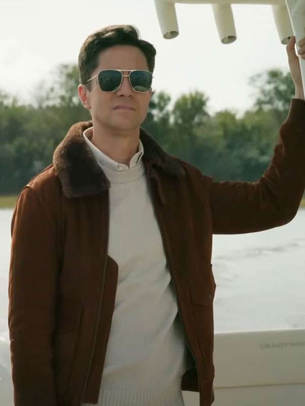 Buy The Waterfront 2025 Topher Grace Brown Suede Leather Jacket