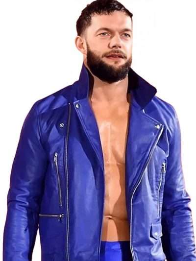WWE Finn Balor Blue Biker Leather Jacket