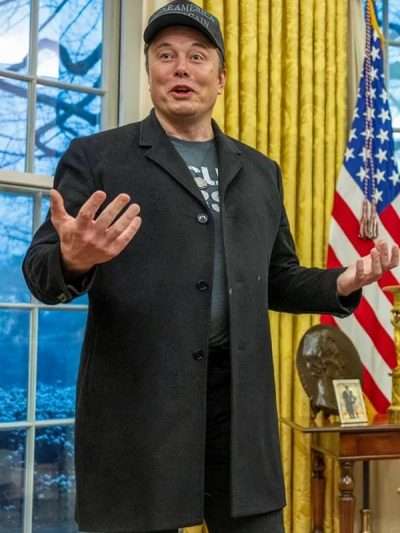 Elon Musk White House Black Wool Coat