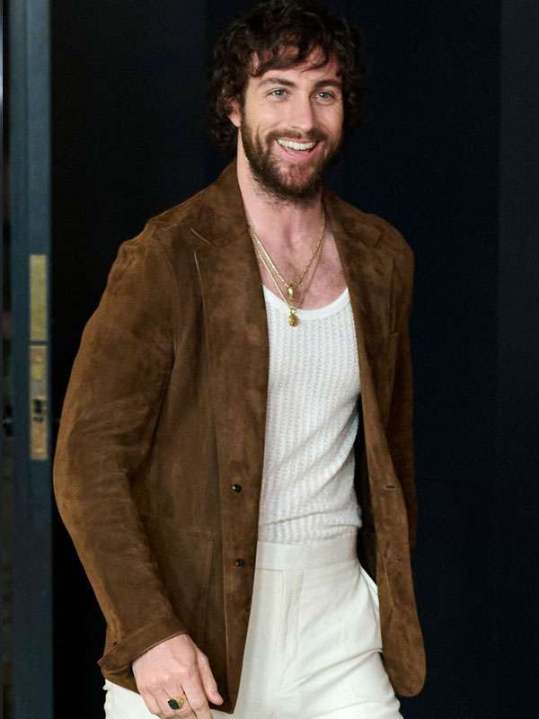 28 Years Later Aaron Taylor-Johnson Brown Suede Leather Blazer