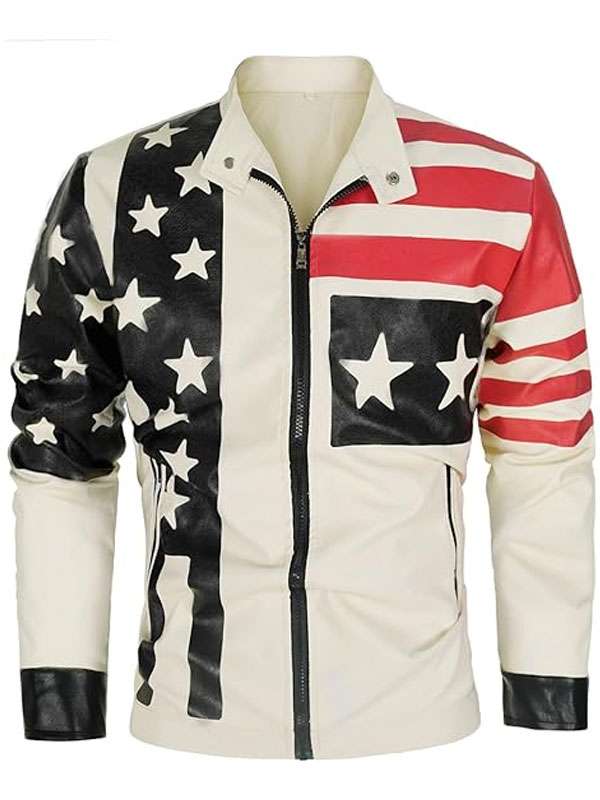 Shop Vintage American Flag Leather Jacket