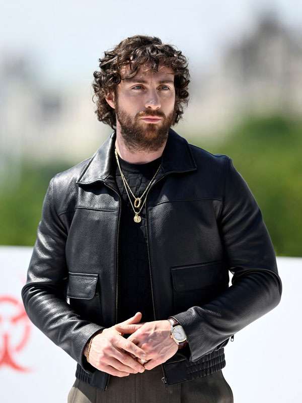 Aaron Taylor-Johnson 28 Years Later Black Leather Jacket
