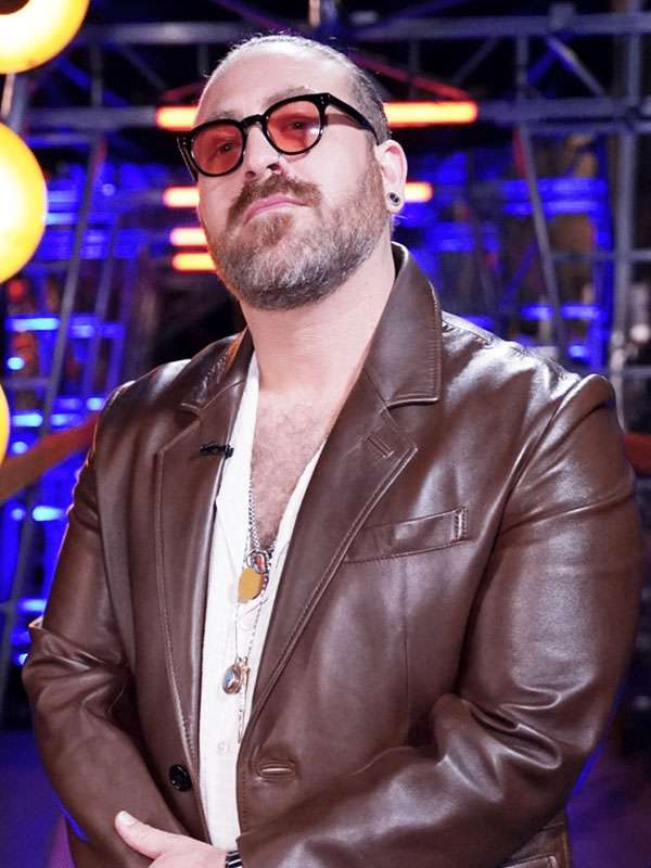 The Voice S27 Adam David Winner Brown Leather Blazer