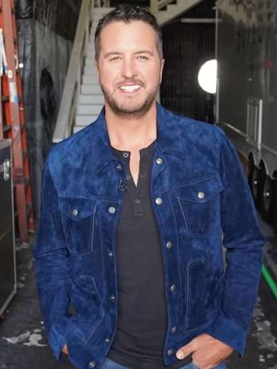 American Idol Luke Bryan Blue Suede Leather Jacket