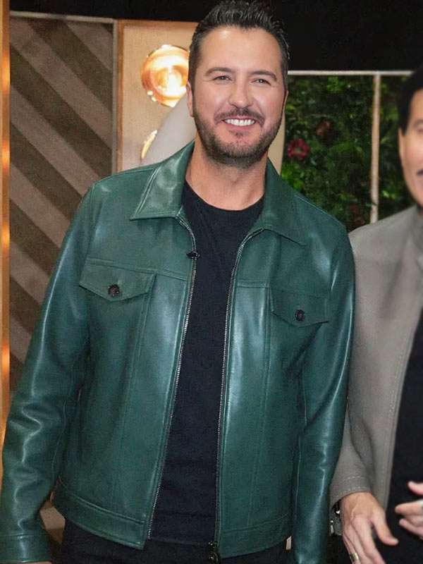 American Idol 2025 Luke Bryan Green Leather Jacket