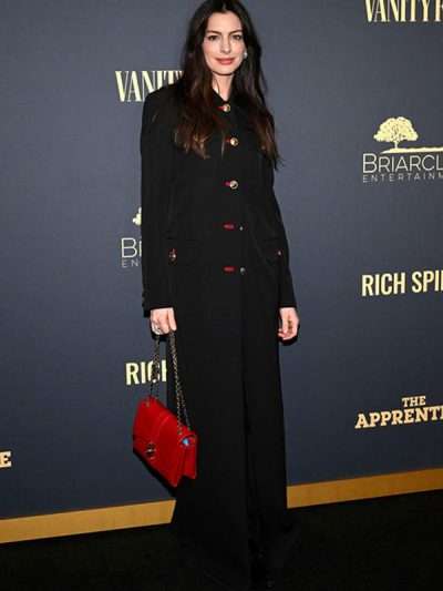 Anne Hathaway The Apprentice Movie Event Black Coat
