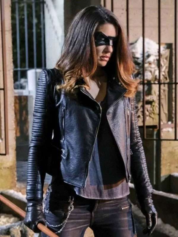 Black Canary Arrow Black Leather Jacket - Image 3