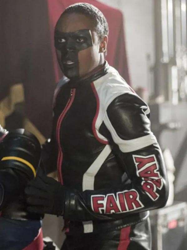 Arrow S06 Echo Kellum Black and White Leather Jacket