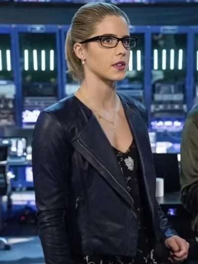 Arrow Emily Bett Rickards Blue Leather Jacket