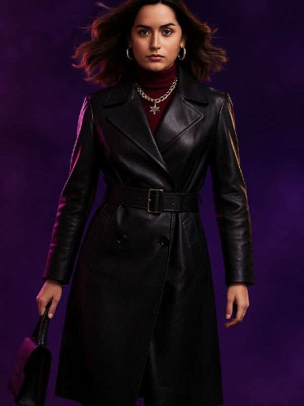 Shop Catalina Sandino Moreno Ballerina 2025 Black Leather Coat