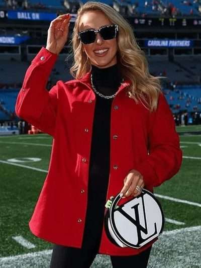 Chiefs vs Panthers Brittany Mahomes Red Cotton Jacket