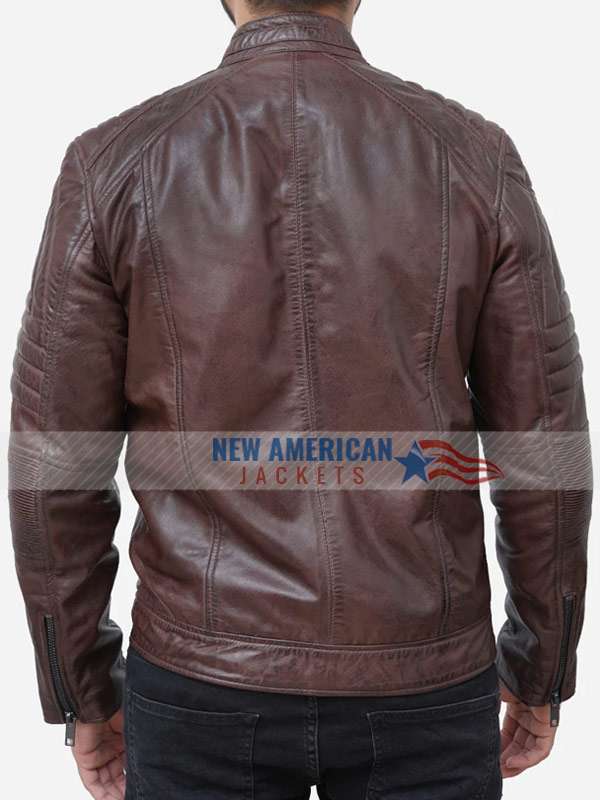 Cafe Racer Padded Brown Biker Leather Jacket