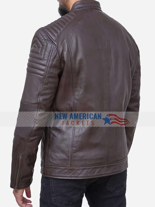 Cafe Racer Genuine Brown Motorcycle Leather Jacket