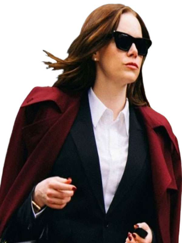 Shop Bugonia 2025 Emma Stone Red Trench Coat