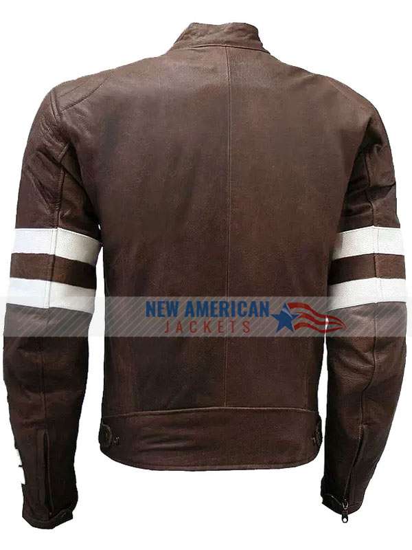 Men Casual Brown Cafe Racer Leather Jacket