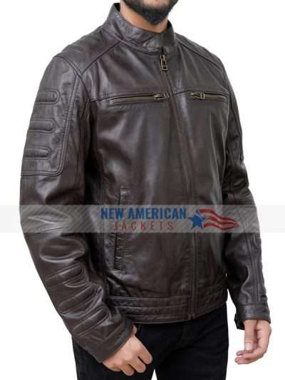 Cafe Racer Brown Motorcycle Leather Jacket