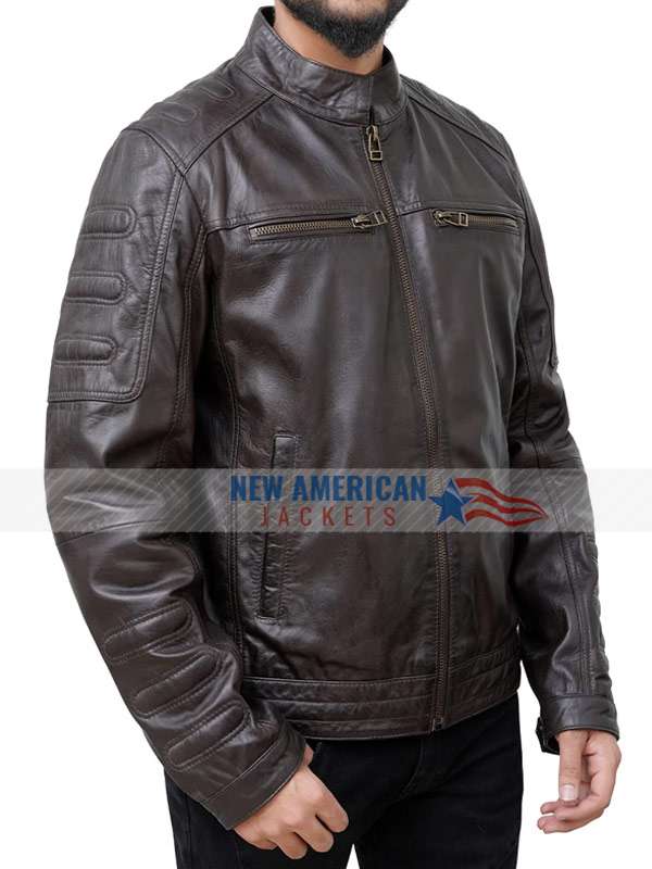 Cafe Racer Brown Motorcycle Leather Jacket