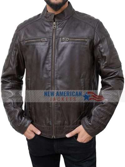 Casual Cafe Racer Brown Leather Jacket