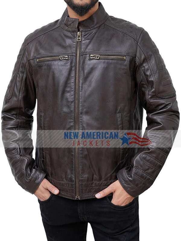 Casual Cafe Racer Brown Leather Jacket