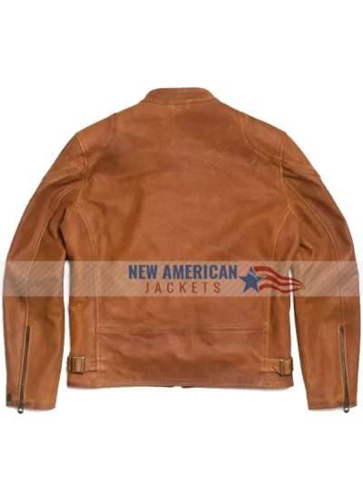 Men Cafe Racer Brown Nubuck Leather Jacket