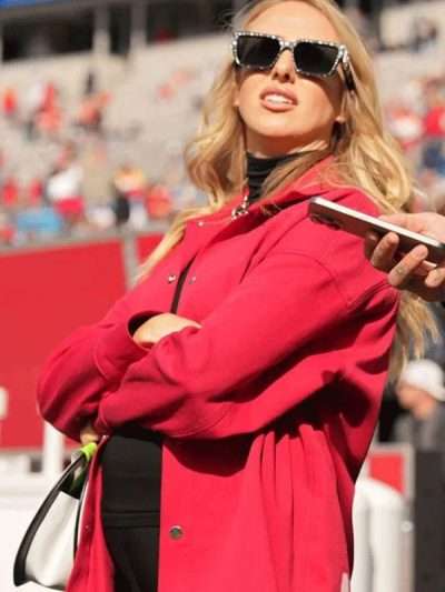 Chiefs vs Panthers Brittany Mahomes Red Jacket