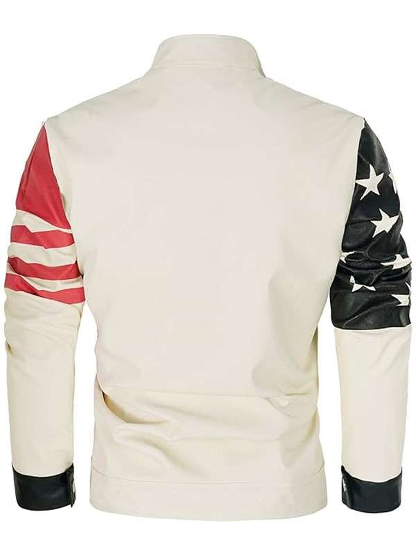 90s American Flag Leather Jacket