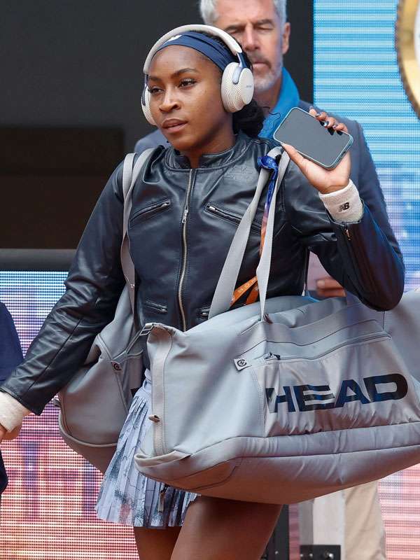Coco Gauff Black Leather Jacket For Sale