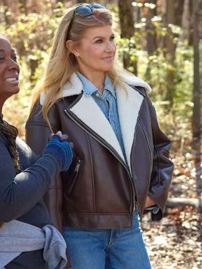 Connie Britton The Motherhood Shearling Brown Jacket