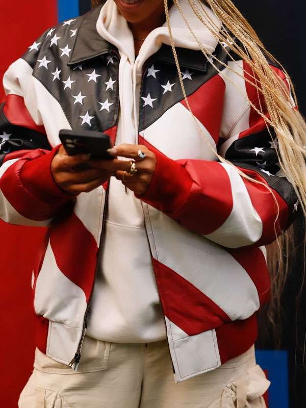 Beyonce Cowboy Carter Tour American Flag Leather Jacket